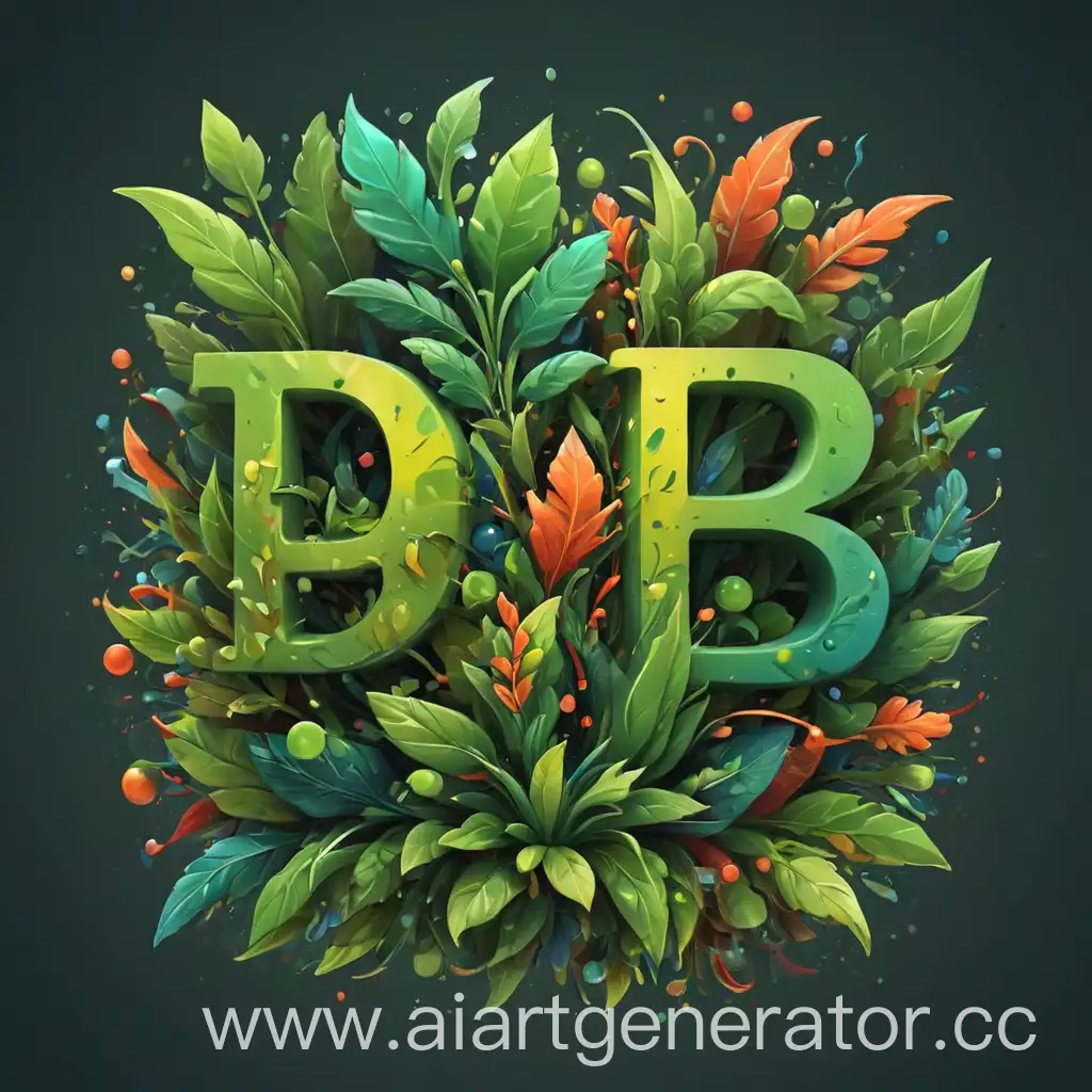 Vibrant-Abstract-Biology-Logo-with-Green-Plant-Explosion