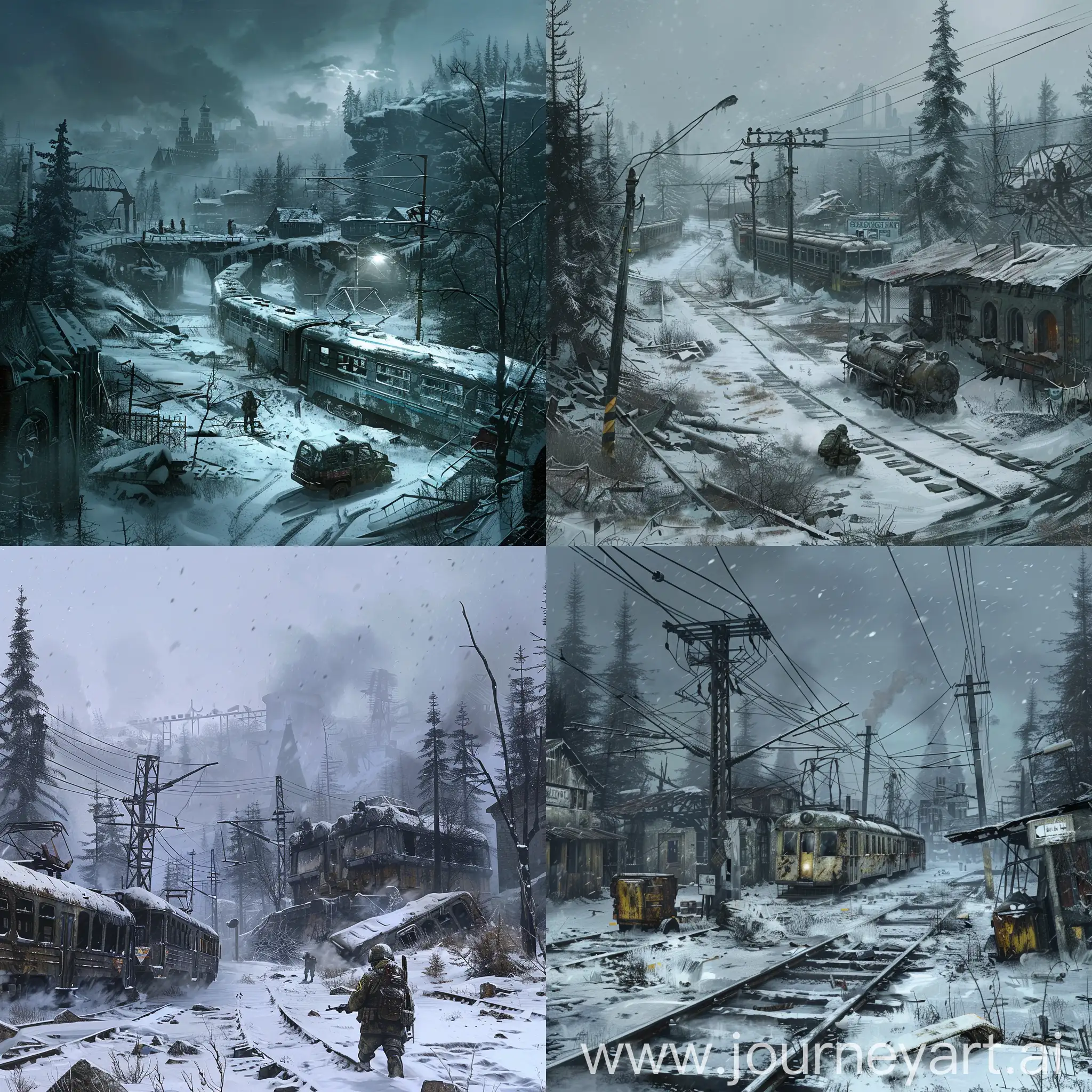 PostApocalyptic-Winter-Checkpoint-Scene-in-Metro-2033-Game-Concept-Art