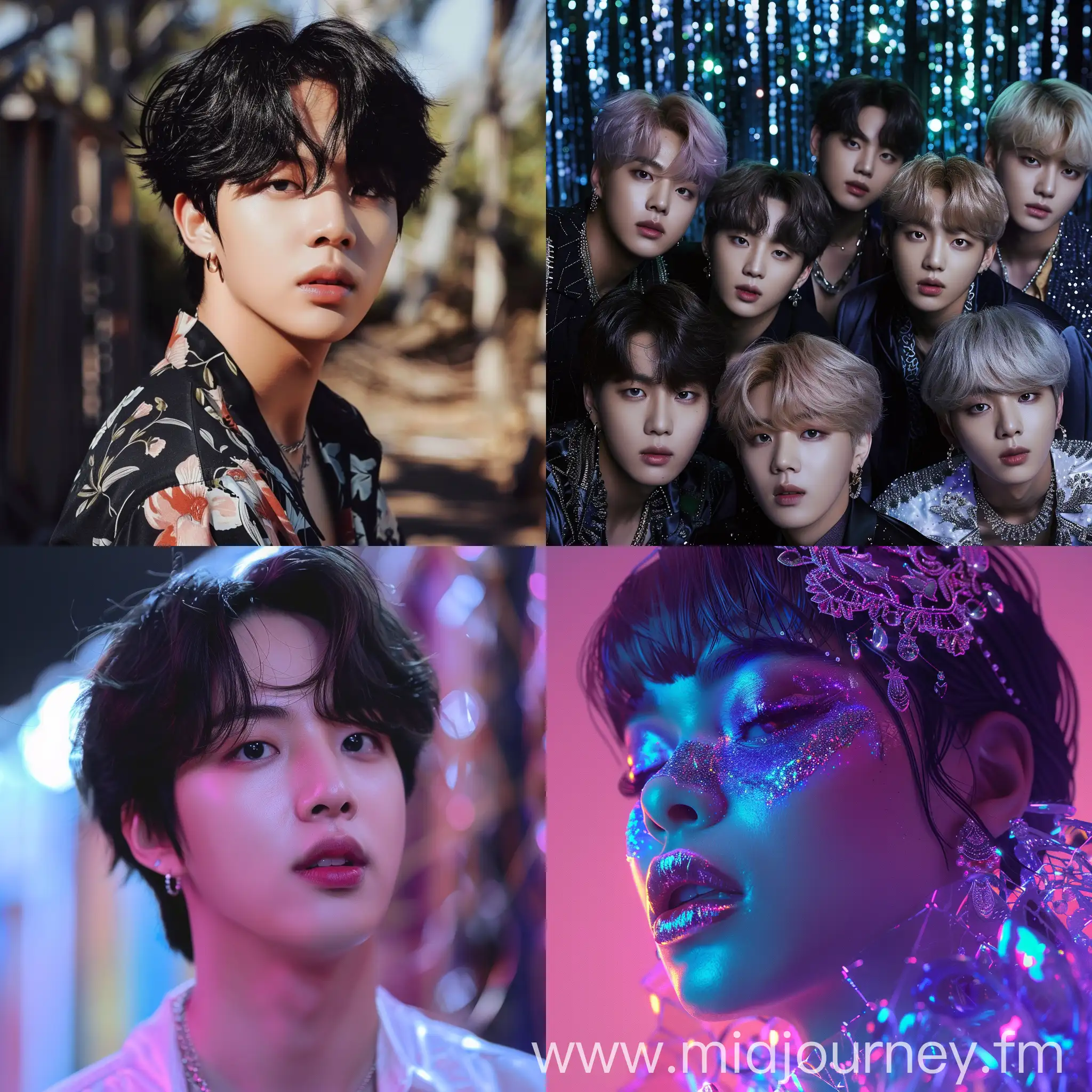 BTS Members in Vibrant Stage Attire Performing Live Concert | JourneyArt