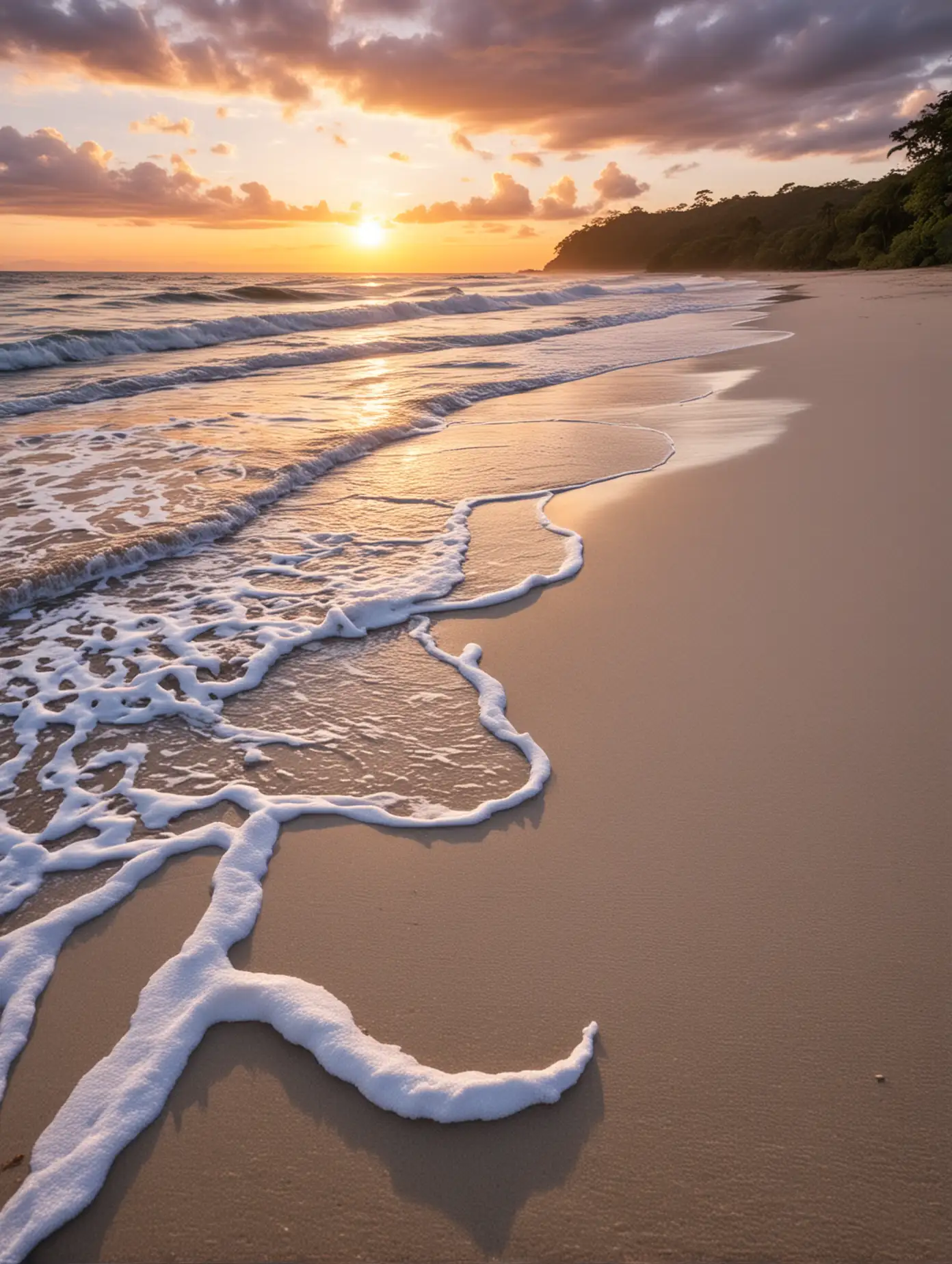white sandy costa rica beach at sunset