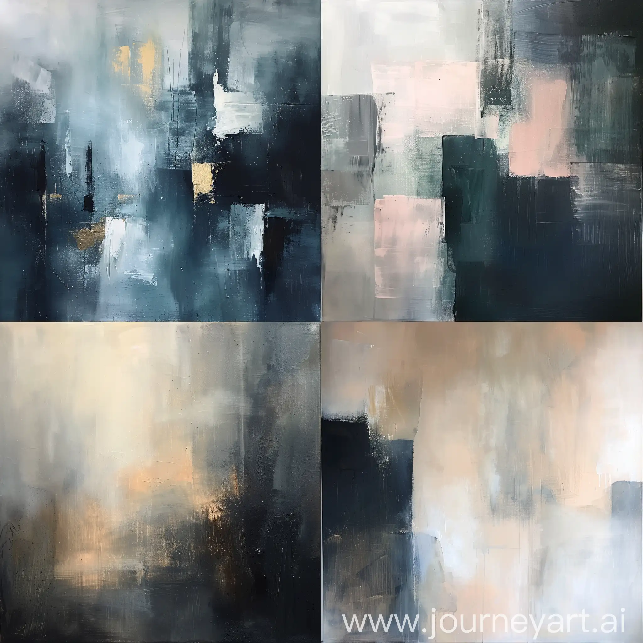 paint an abstract painting with a moody tone and big solid shapes.
