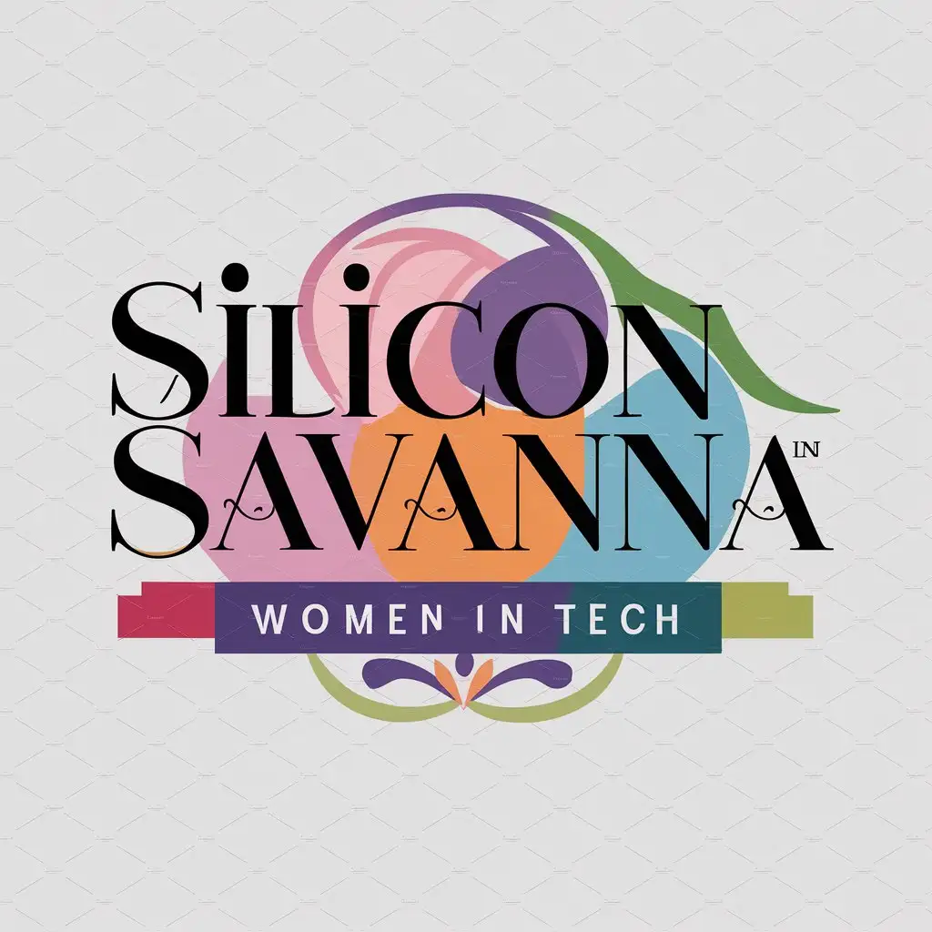 a logo design,with the text "Silicon Savanna, Women in Business", main symbol:create a set of elegant, modern, and feminine logo for my professional women program called Silicon Savanna Women in tech. The logo name is 'Silicon Savanna Women in tech'. The color scheme should ideally be a blend of pink or purple, Orange and Blue with black or green palletes - The logos will be part of a larger logo that is green and red in color.nnMain logo.: Silicon Savannah Women;nSub logo 1: Silicon Savanna Women in technnKey Deliverables:n- Logo that reflects elegance, modernity and femininity.n- Usage of blend of pink or purple , Orange and Blue with black or green palletes.nnTimeframe:n- The project must be completed within one week.,Moderate,be used in professional women program industry,clear background