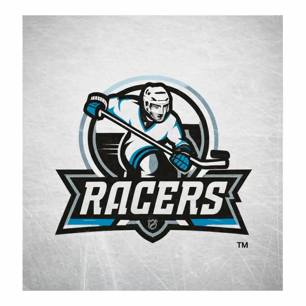 a logo design,with the text 'Utah Racers', main symbol:Utah Racers hockey team logo with a person skating in silver, light blue, and black,Minimalistic,be used in Sports Fitness industry,clear background