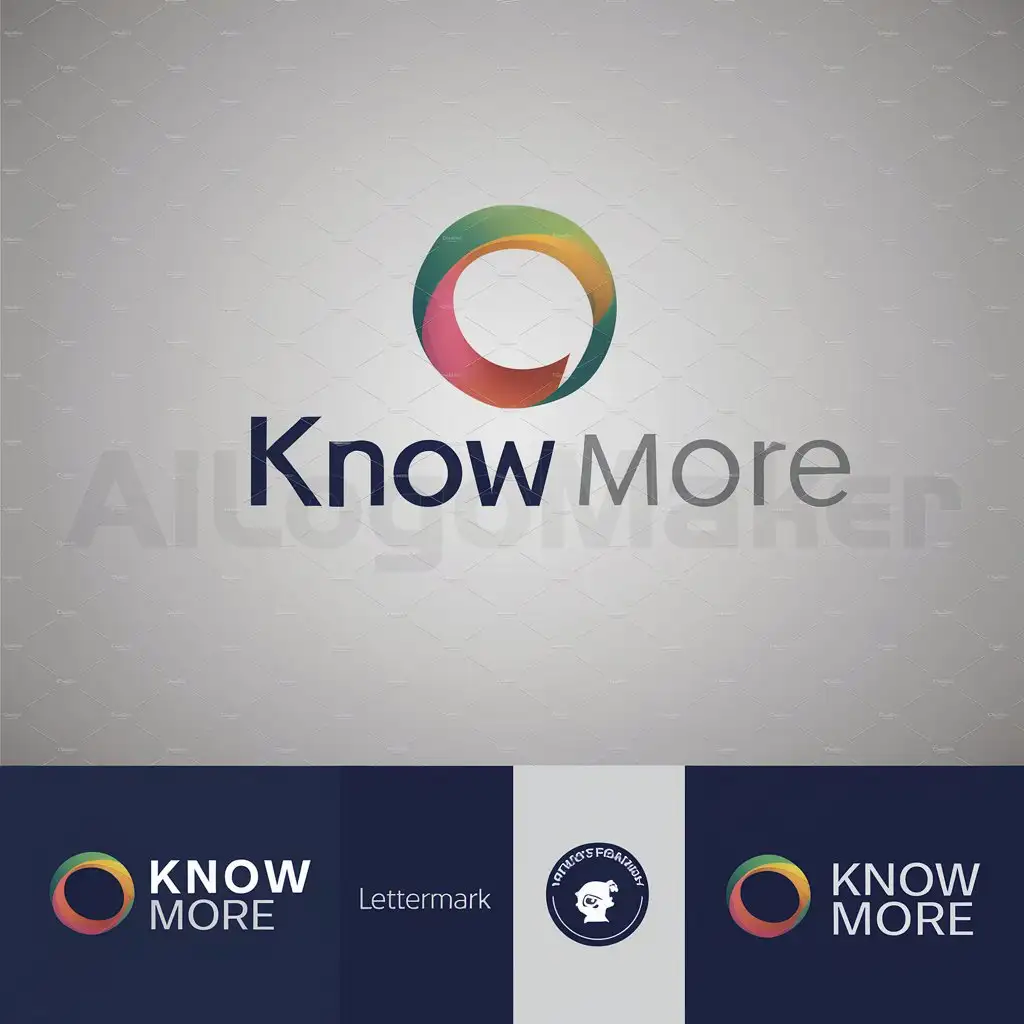 a logo design,with the text "Know More", main symbol:Circle, Logotypes, Lettermark logos, Emblem logos, Mascot, Wordmark logos, abstract logo,Moderate,clear background