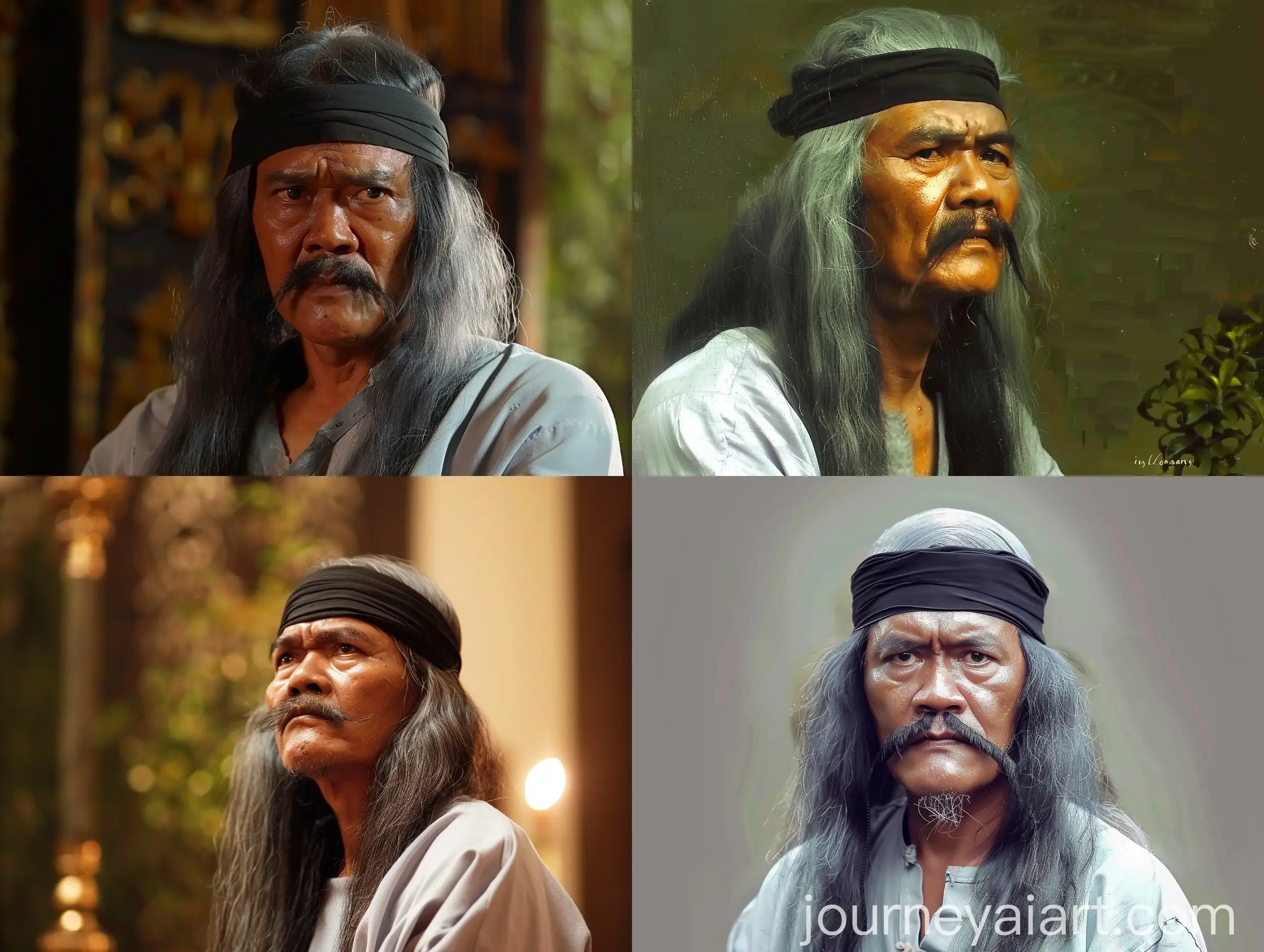 Indonesian-Kingdom-Portrait-of-a-Mustachioed-Man-in-Black-Headband