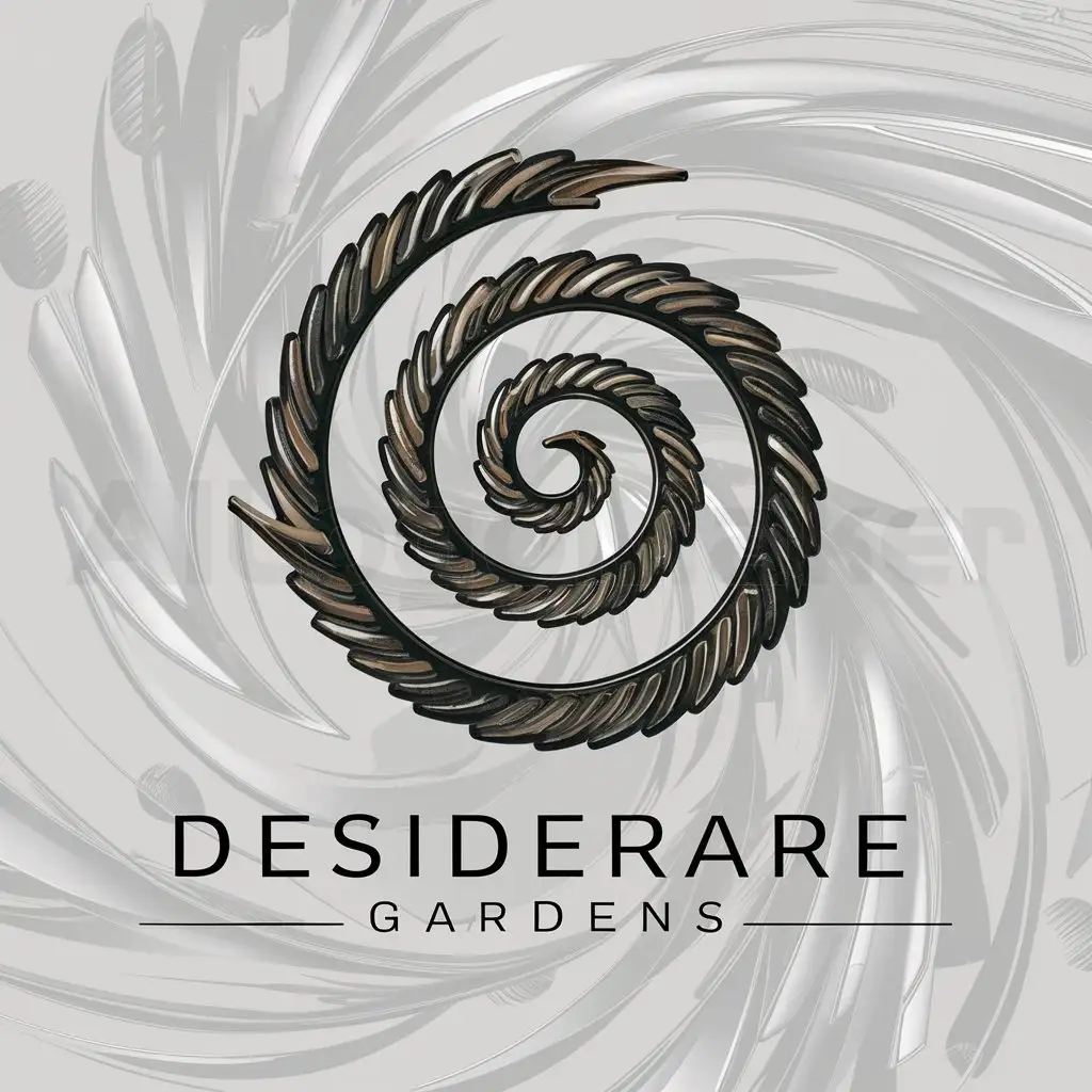 a logo design,with the text "Desiderare Gardens", main symbol:Spiral,complex,be used in Others industry,clear background