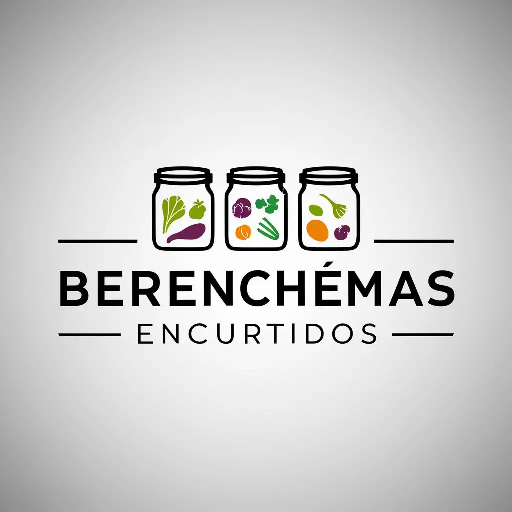 a logo design,with the text "berenchemas encurtidos", main symbol:jars whit veggie food,Moderate,be used in Restaurant industry,clear background
