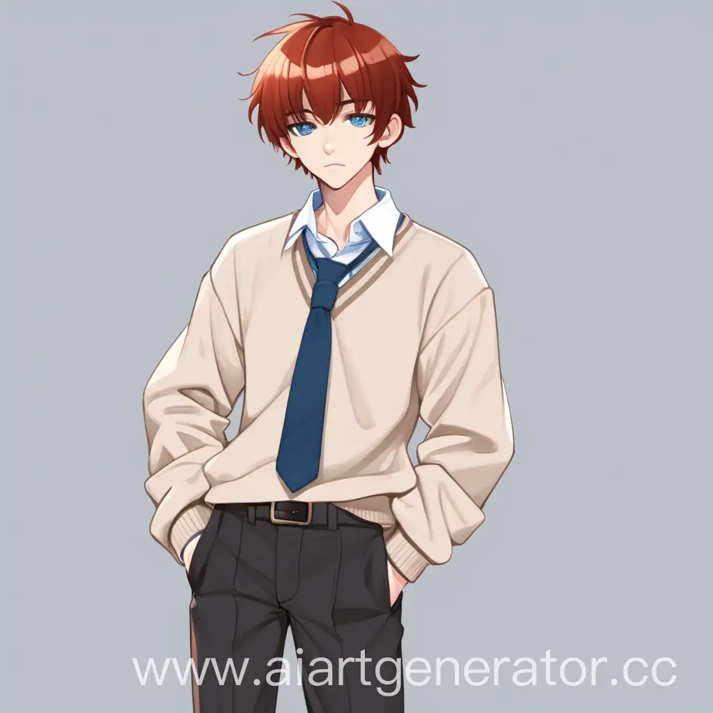 RedHaired-Student-in-Casual-School-Uniform-Pose