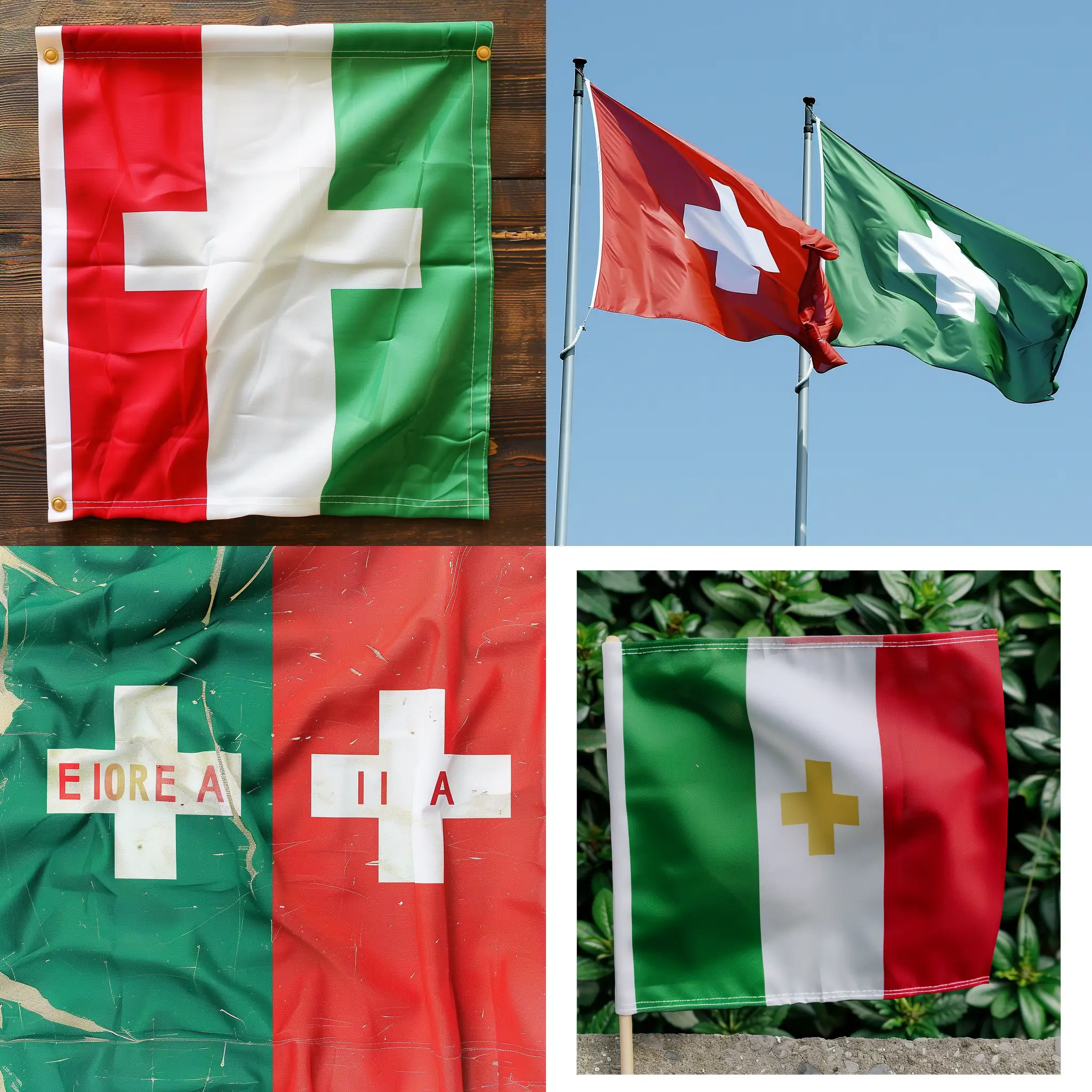 mix fahne zwischen Italia und Schweiz. mit zusätzlichem text, Forza Italia und Hopp Schweiz