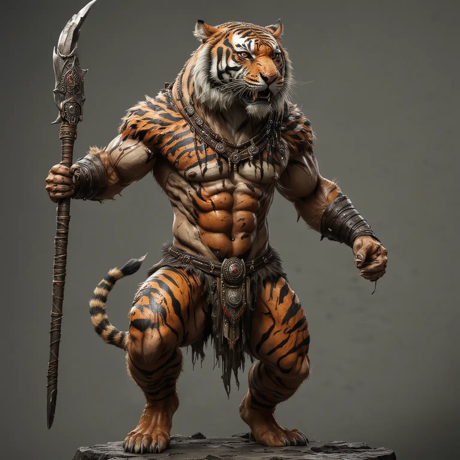 Realistic Tiger Warrior Savage Beast Master Body Paint Full Size