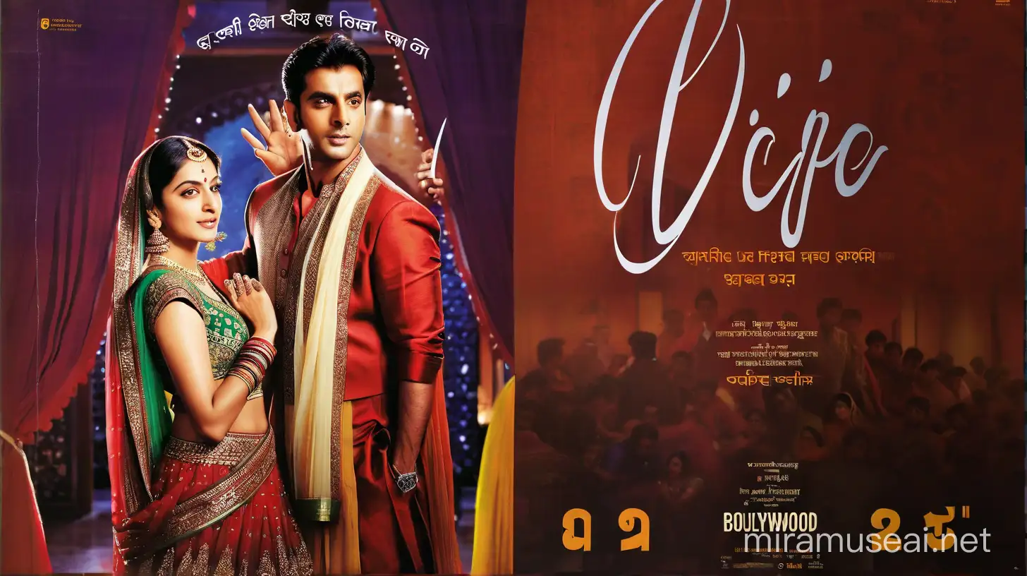 Colorful Bollywood Style Filmi Poster with Vibrant Characters and Dramatic Poses