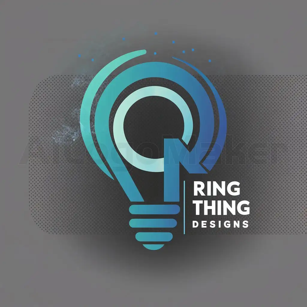 LOGO-Design-For-Ring-Thing-Designs-Innovative-Ring-and-Light-Bulb-Fusion-in-Cobalt-Blue-and-Teal