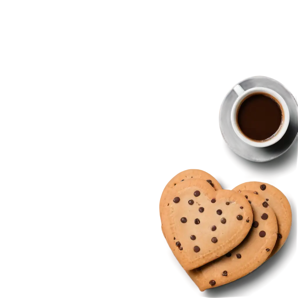 Heart shaped cookies for valentine's day and a cup of coffee