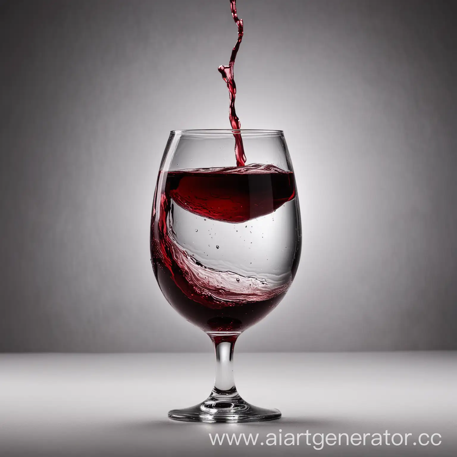 в стакане вертикально половина вода и половина красное вино