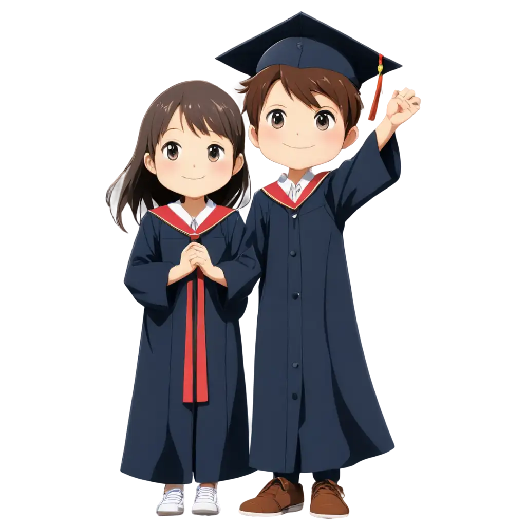 Kid anime boy ang girl graduation 