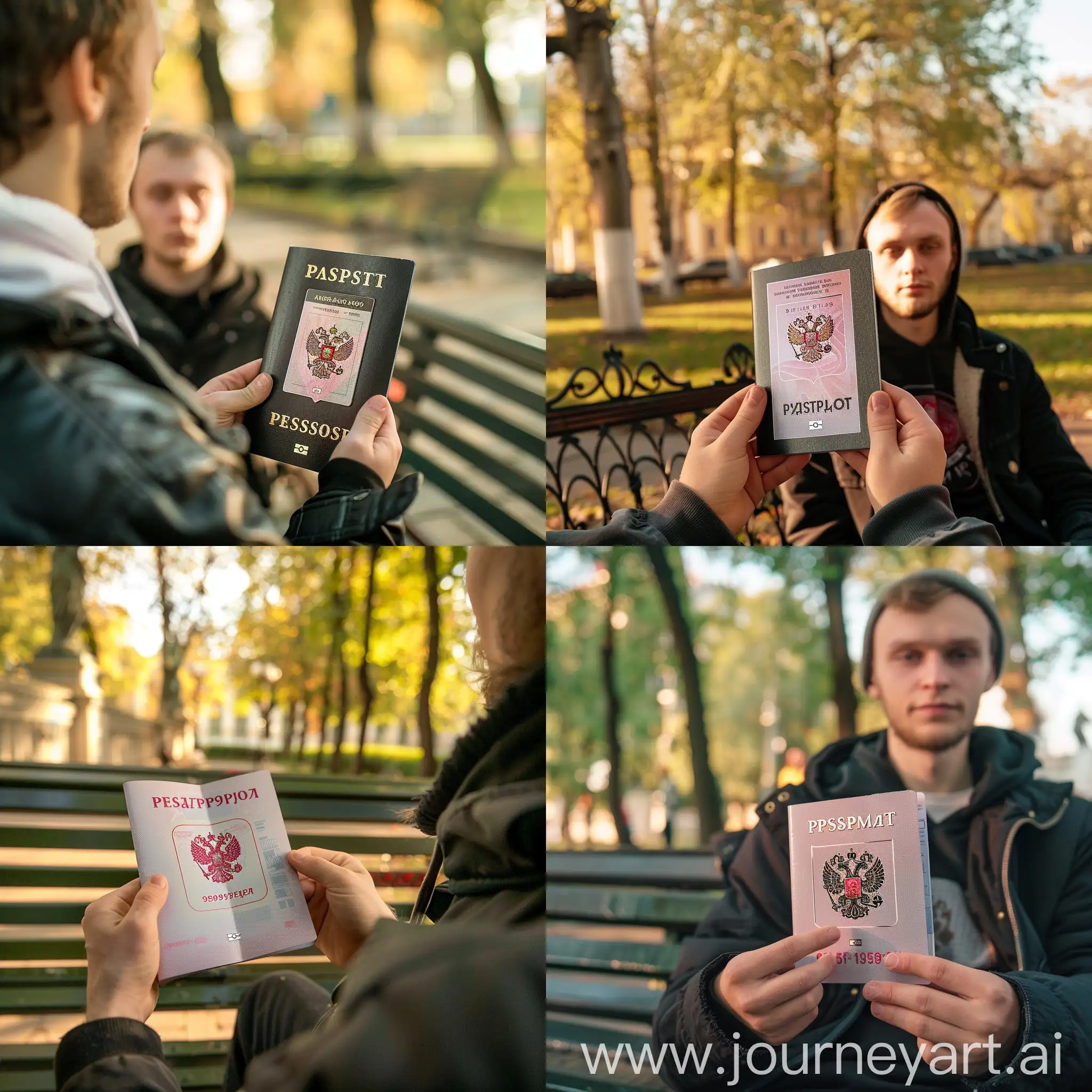 Young-Person-with-Russian-Passport-in-Park-Bench-Portrait