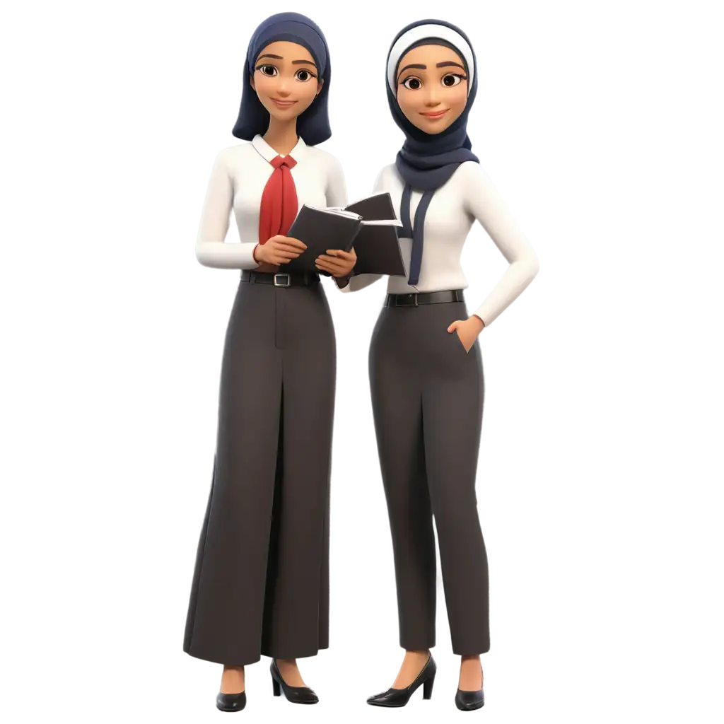 gambar animasi kartun muslimah memakai baju dinas guru