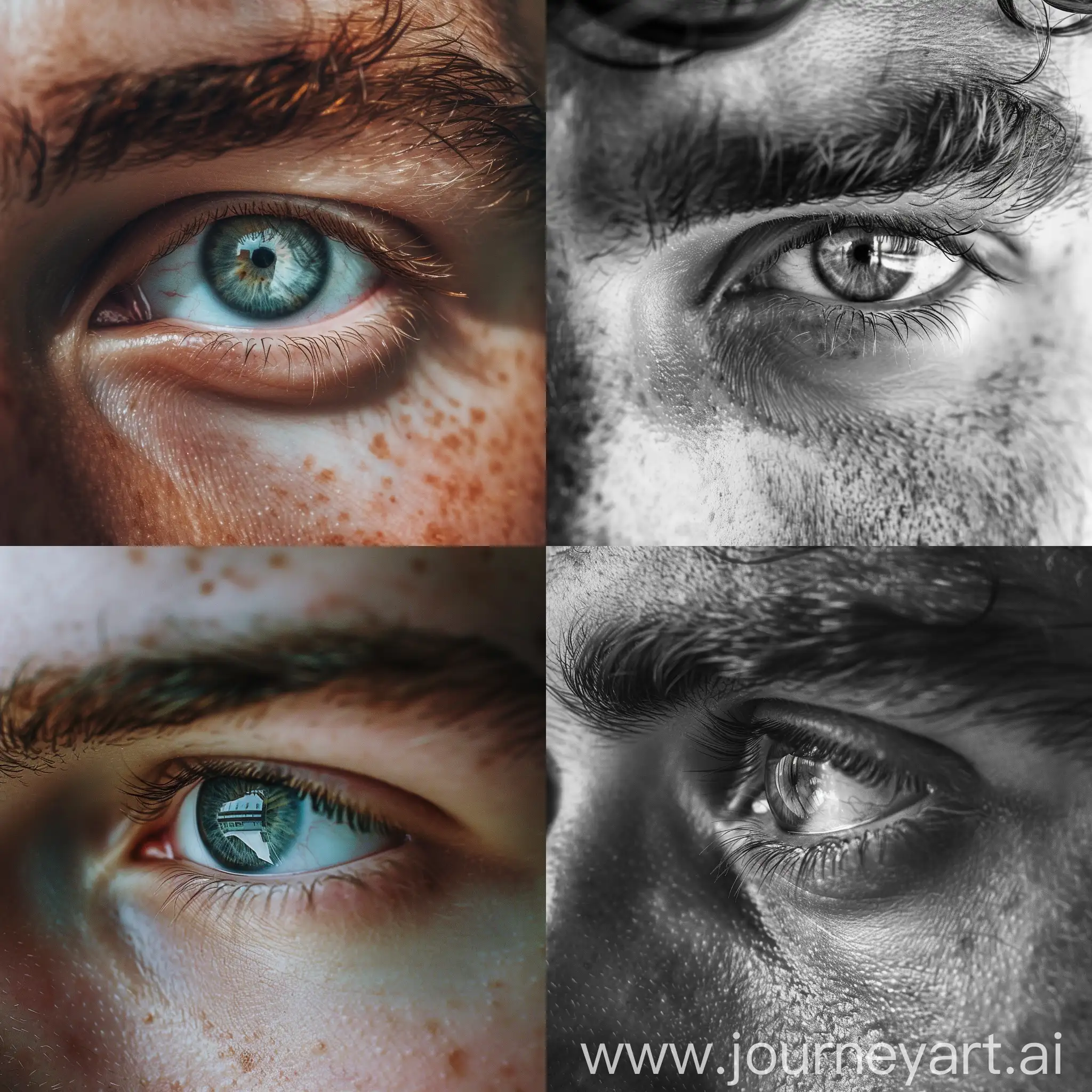男性，眼睛，频率图案在瞳孔里