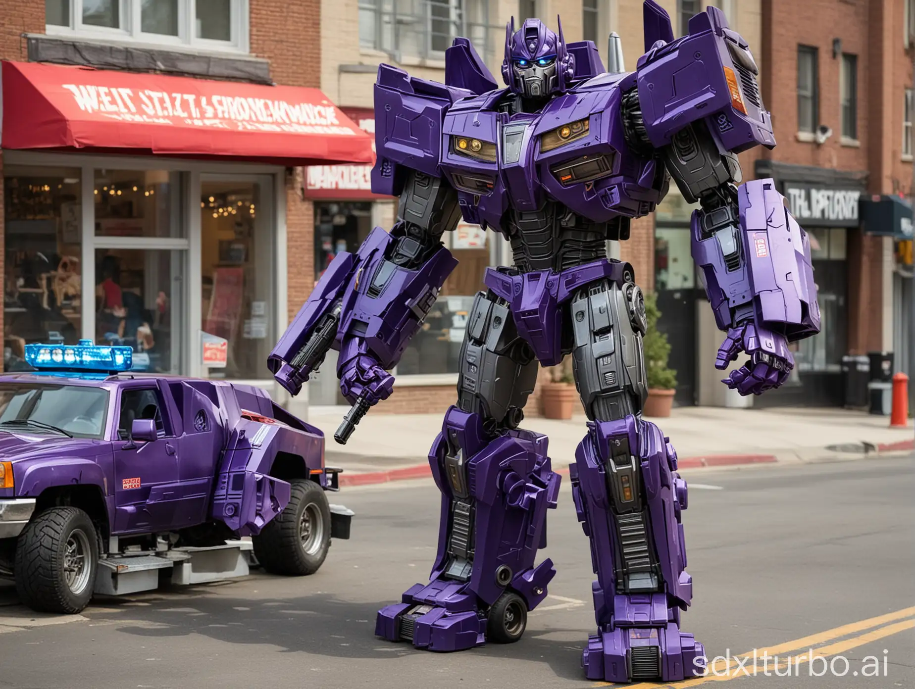 Transformers, the mighty Shockwave, is delivering takeout.