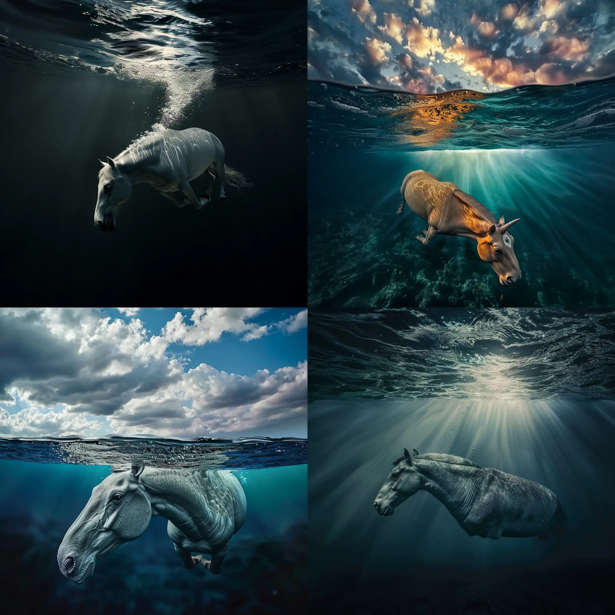 Ultrarealistic-Photography-Deep-Sea-Hippocampus-Swimming-Half-Underwater