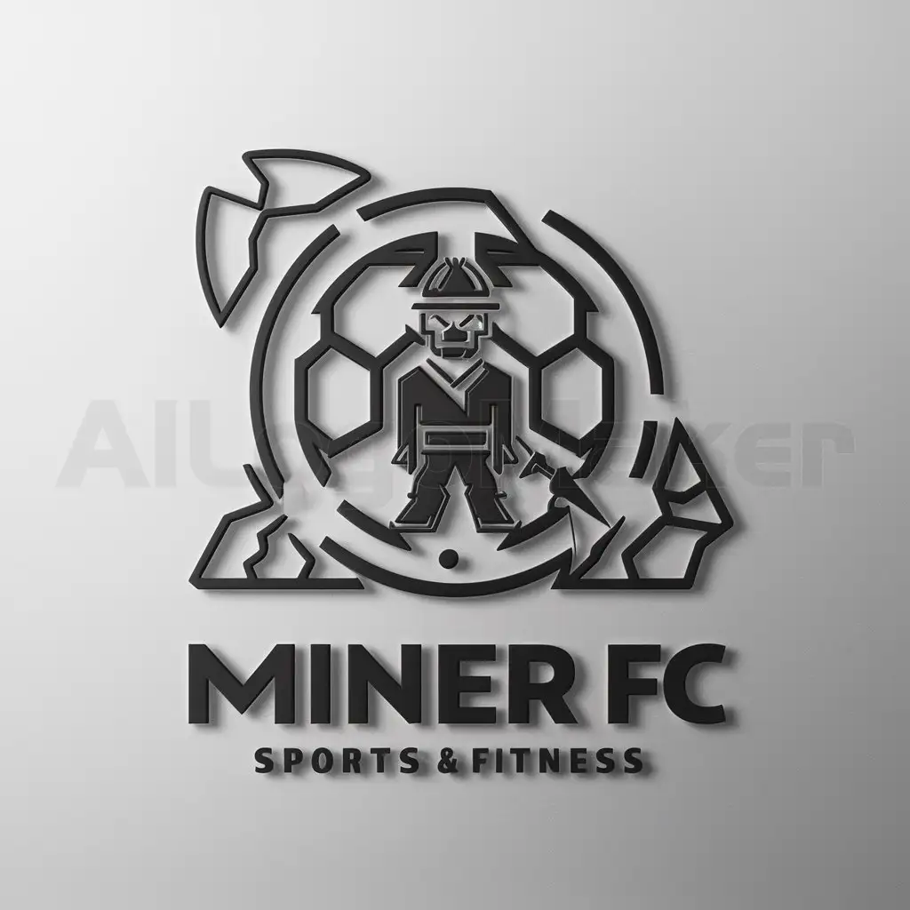 a logo design,with the text "MINER FC", main symbol:geology with soccer ball and miner,Minimalistic,be used in Sports Fitness industry,clear background