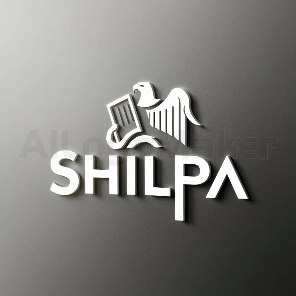 a logo design,with the text "shilpa", main symbol:eagle with book with letter i mentioned,Moderate,clear background