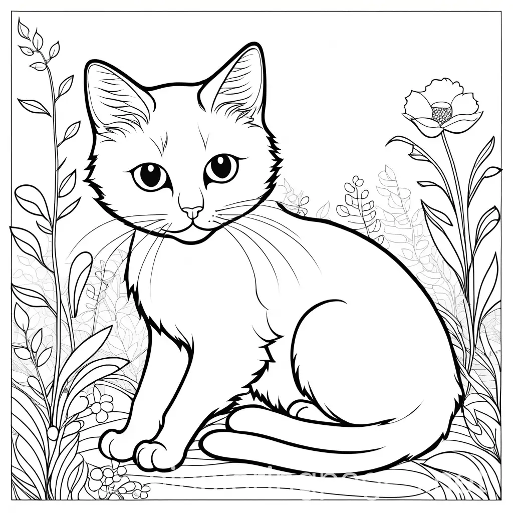 Be carefree with your cats: coloring pages, Coloring Page, black and white, line art, white background, Simplicity, Ample White Space. The background of the coloring page is plain white to make it easy for young children to color within the lines. The outlines of all the subjects are easy to distinguish, making it simple for kids to color without too much difficulty