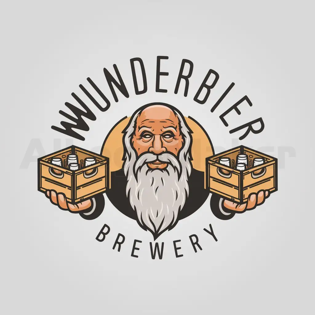 LOGO-Design-For-Wunderbier-Cheerful-Moses-Holding-a-Crate-of-Beer