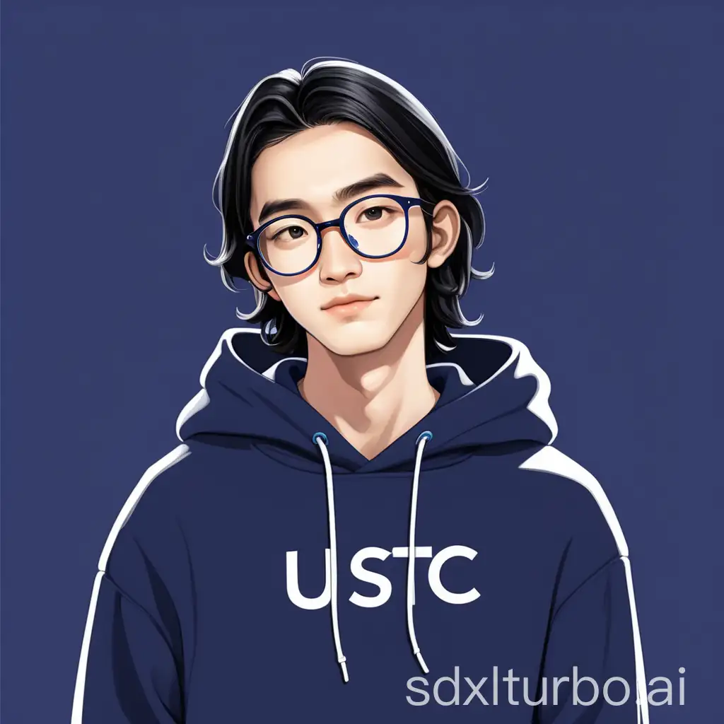 Young-Person-Avatar-with-Black-Hair-and-Round-Glasses-in-Navy-Blue-Hoodie