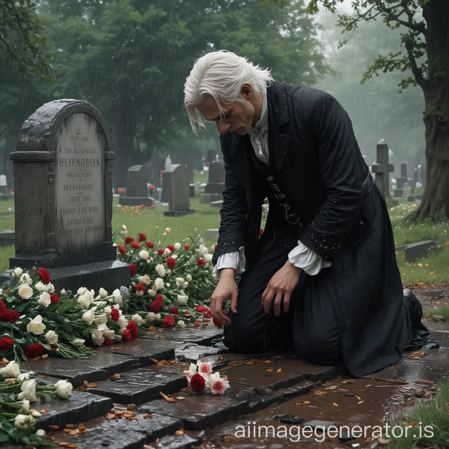 Victorian-Man-Mourning-at-Grave-in-Heavy-Rain