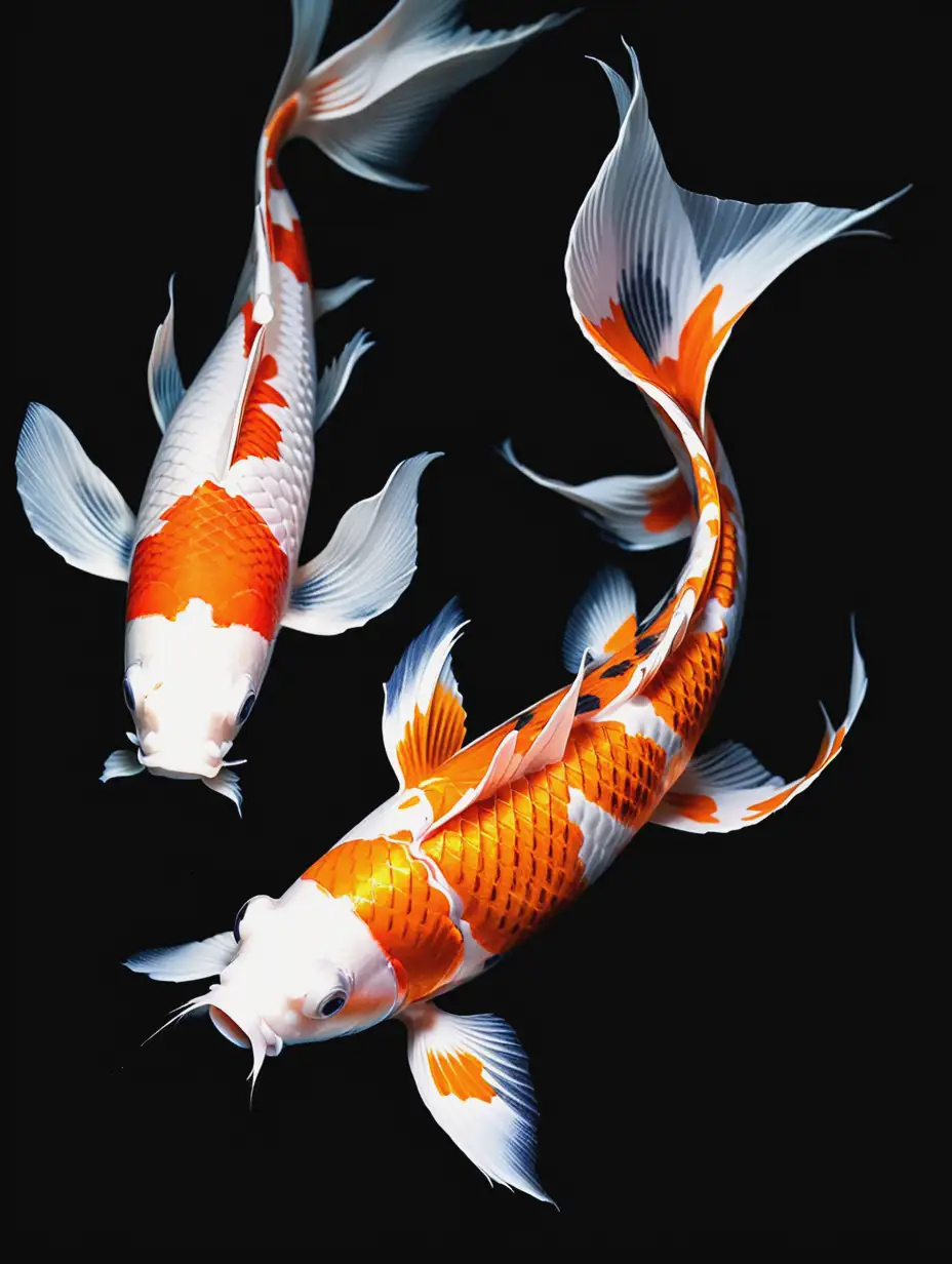 one butterfly koi fish on black background