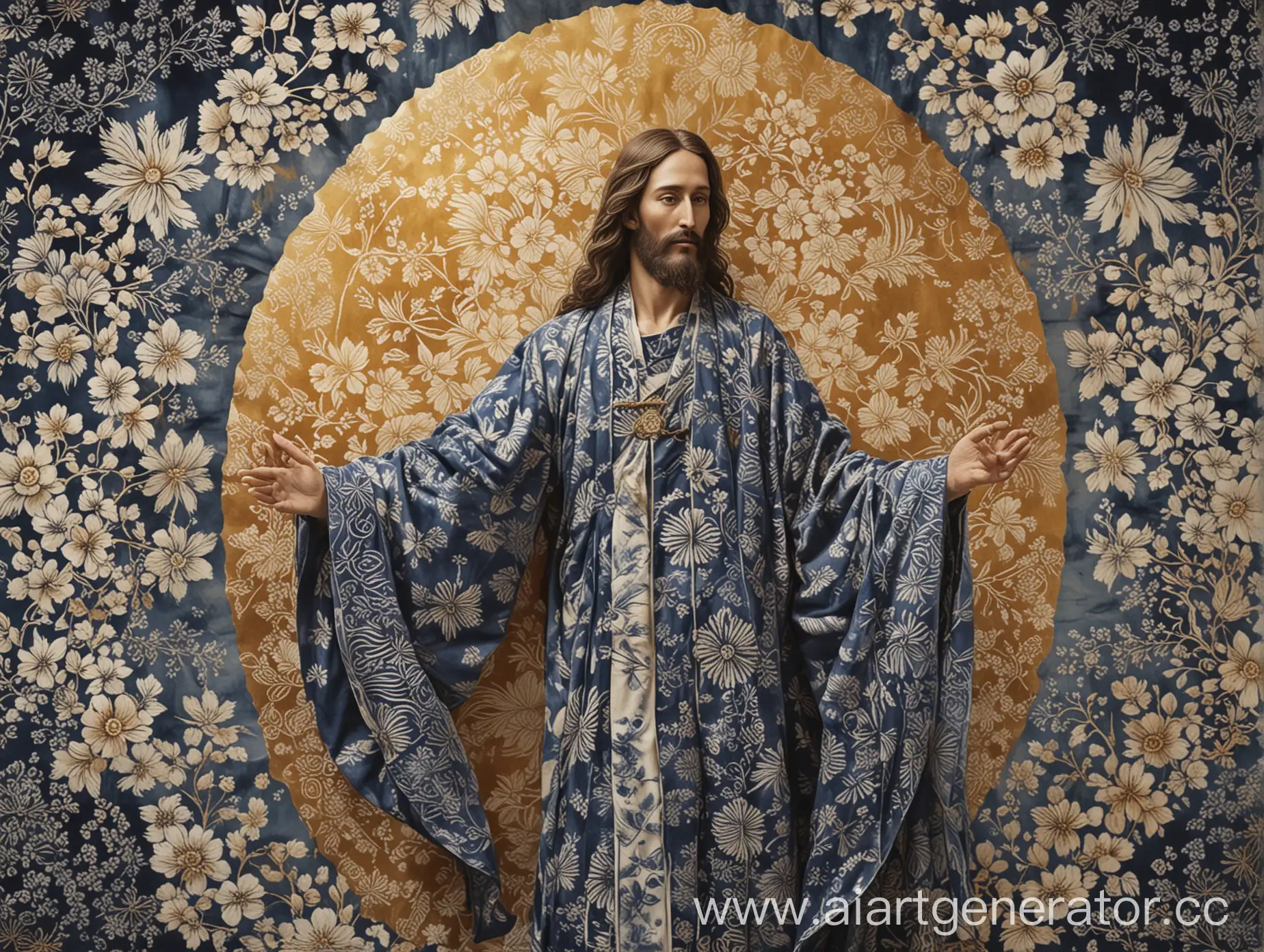 Serene-Jesus-in-Shibori-Style-Radiant-Icon-with-Palekh-Influence