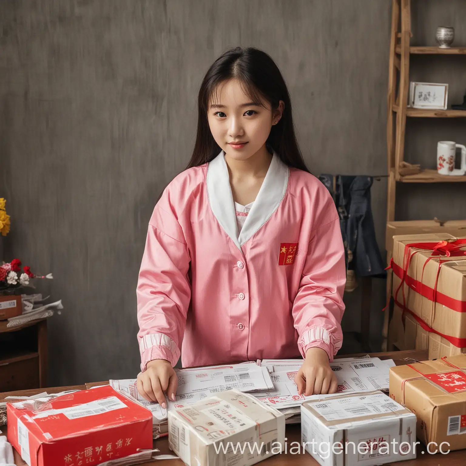 Young-Girl-Orders-from-China-International-Commerce-and-Youthful-Curiosity