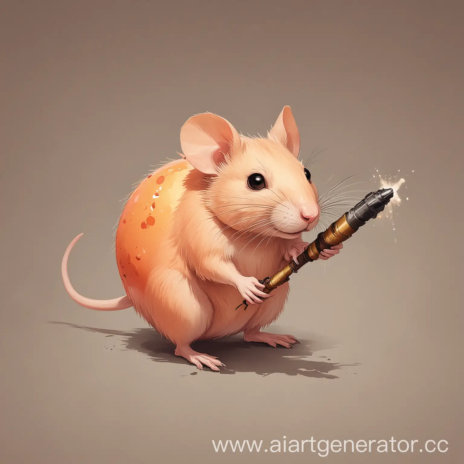 Нарисуй крысу персикого цвета которая запускает бомбу