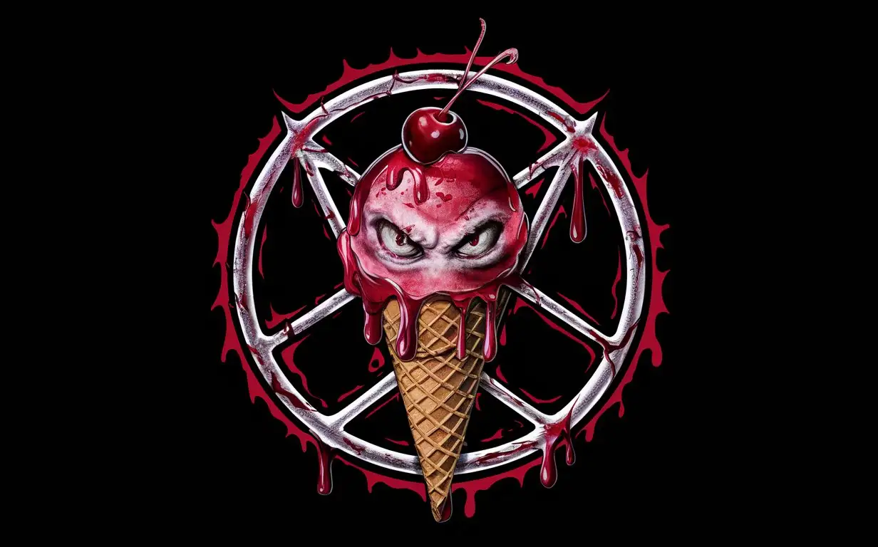Hellish-Ice-Cream-Extreme-Metal-Band-Logo-Featuring-a-Pentagram