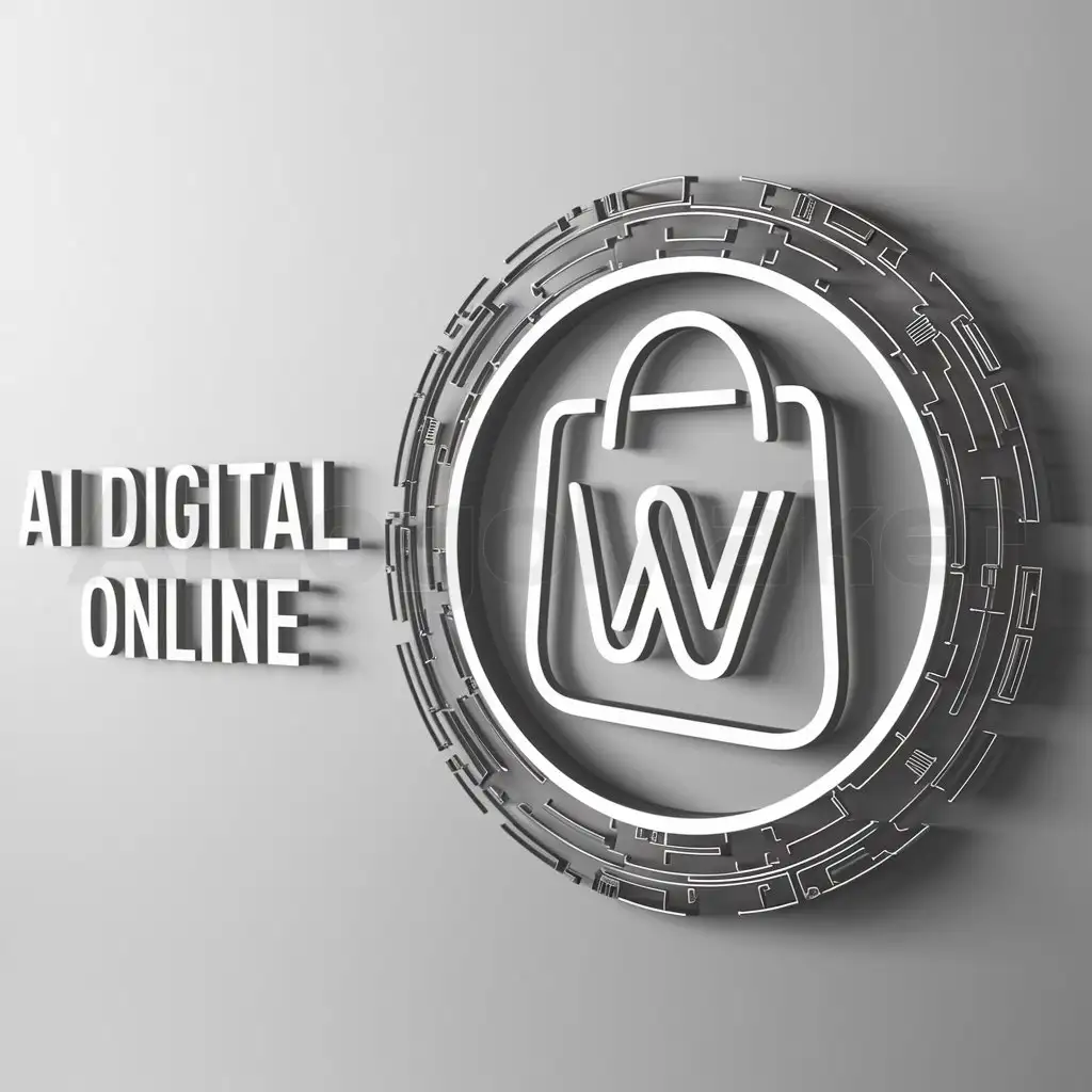 a logo design,with the text "AI Digital Online", main symbol:Wabsite Shop Online,complex,be used in Technology industry,clear background