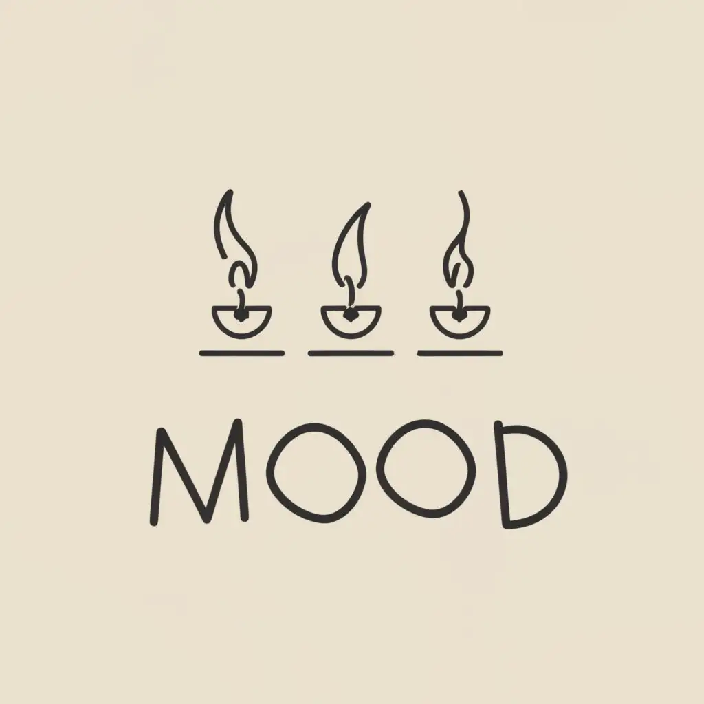 a logo design,with the text "MOOD", main symbol:Candles,Minimalistic,be used in Retail industry,clear background