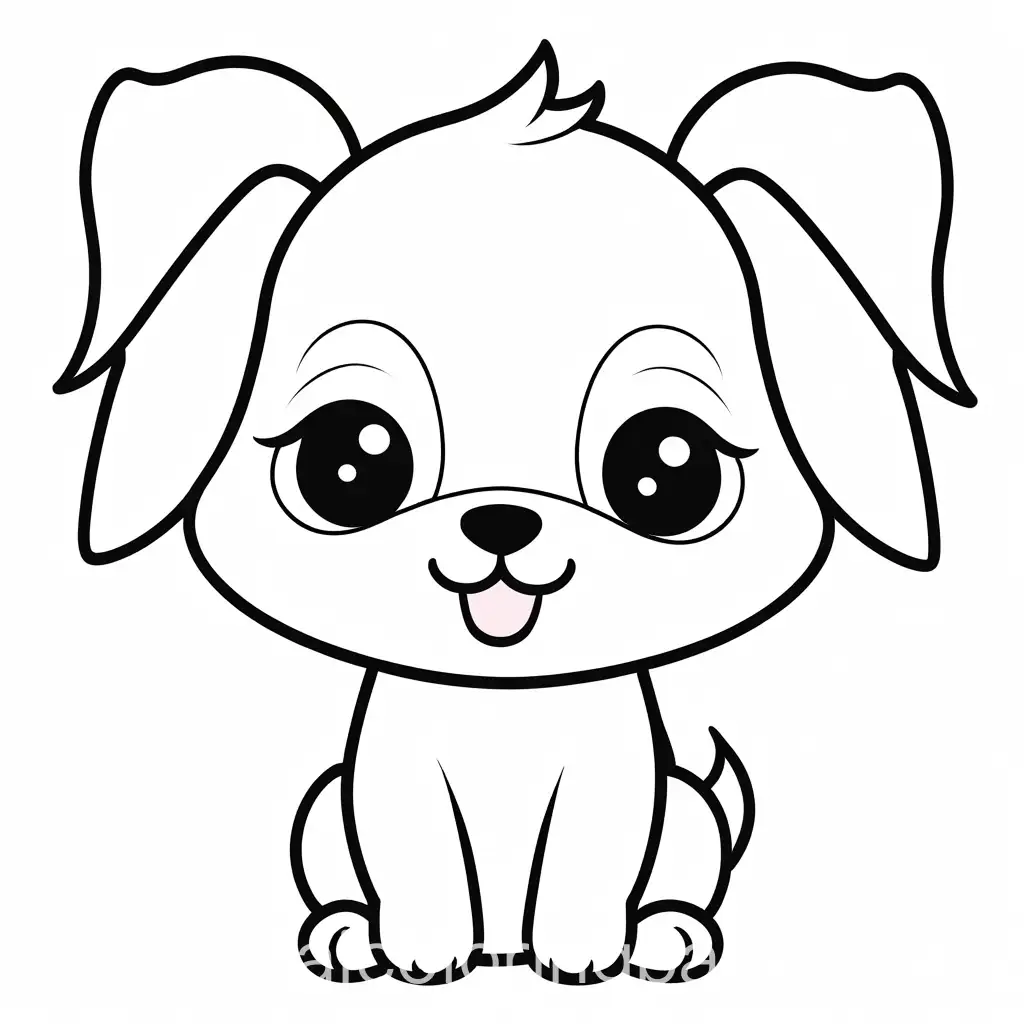 Kawaii-Style-Puppy-Coloring-Page-with-Ample-White-Space
