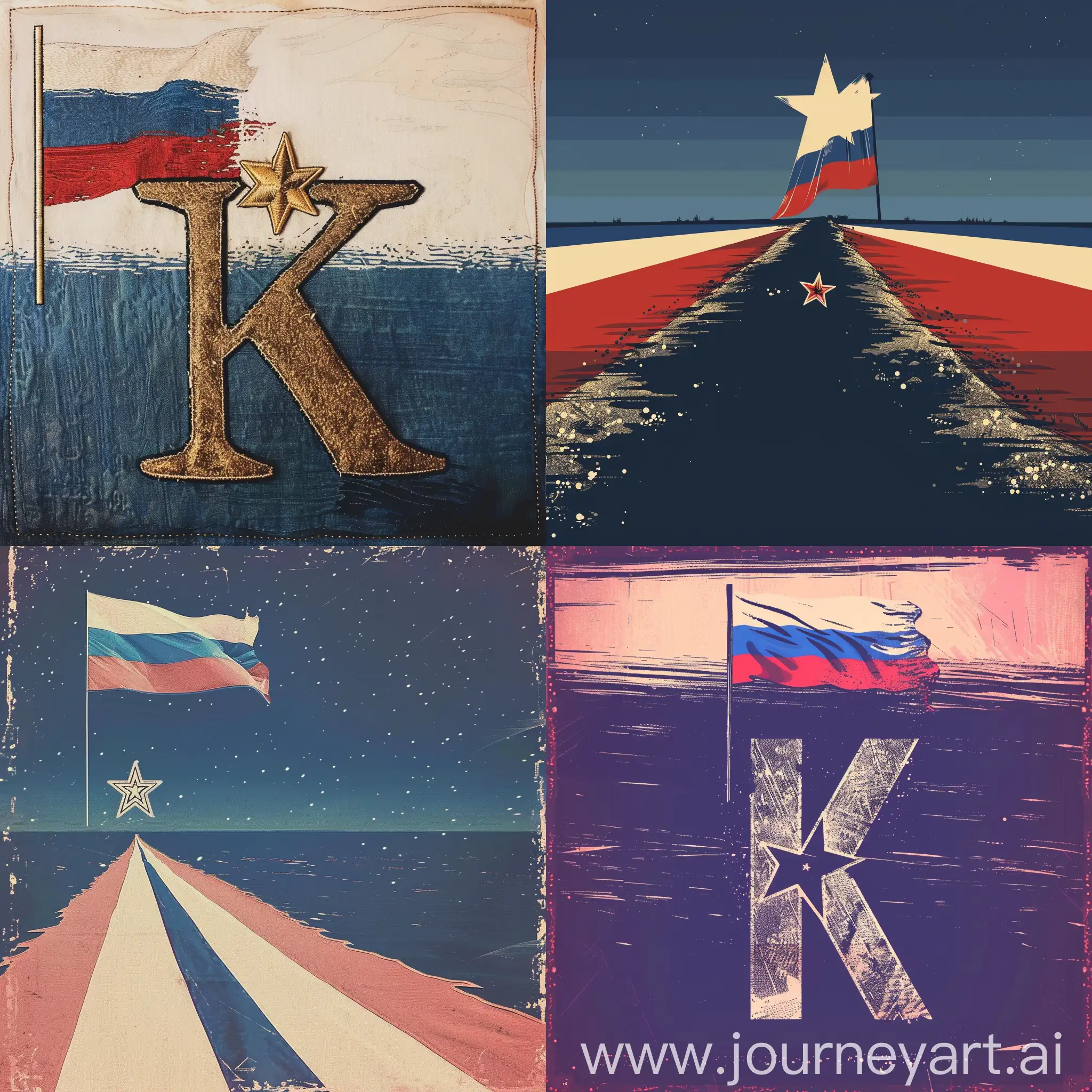 Russian-Flag-Vanishing-into-Distance-with-Star-Forming-Letter-K