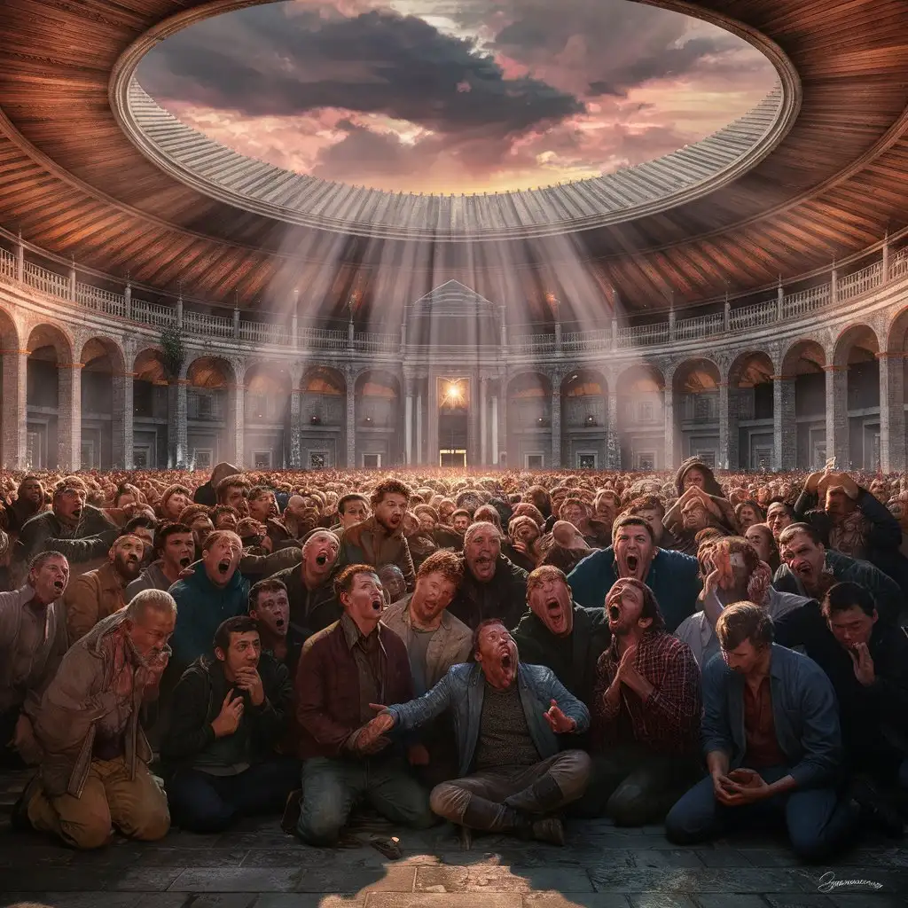 Men-Praying-and-Screaming-Inside-Giantess-Round-Roof-with-Cinematic-Detail