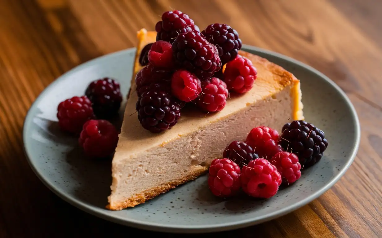 Delicious-LightColored-Cheesecake-Slice-with-Fresh-Berries