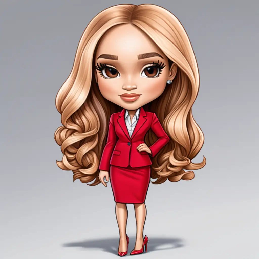 Chibi Style Megan Markle Lookalike in Elegant Red Suit