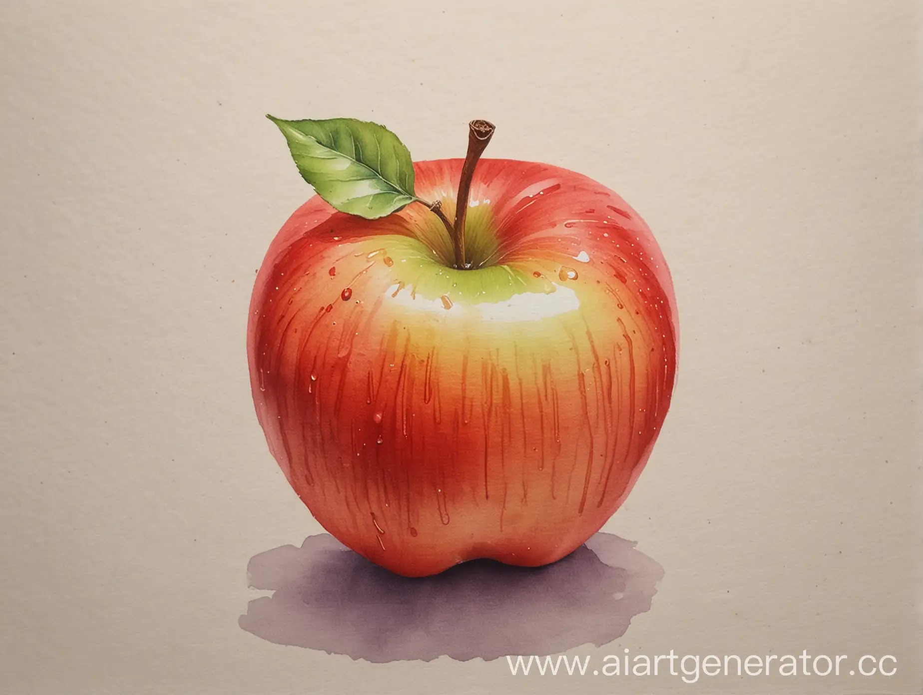 Realistic-Academic-Watercolor-Painting-of-an-Apple-with-Warm-and-Cold-Tones