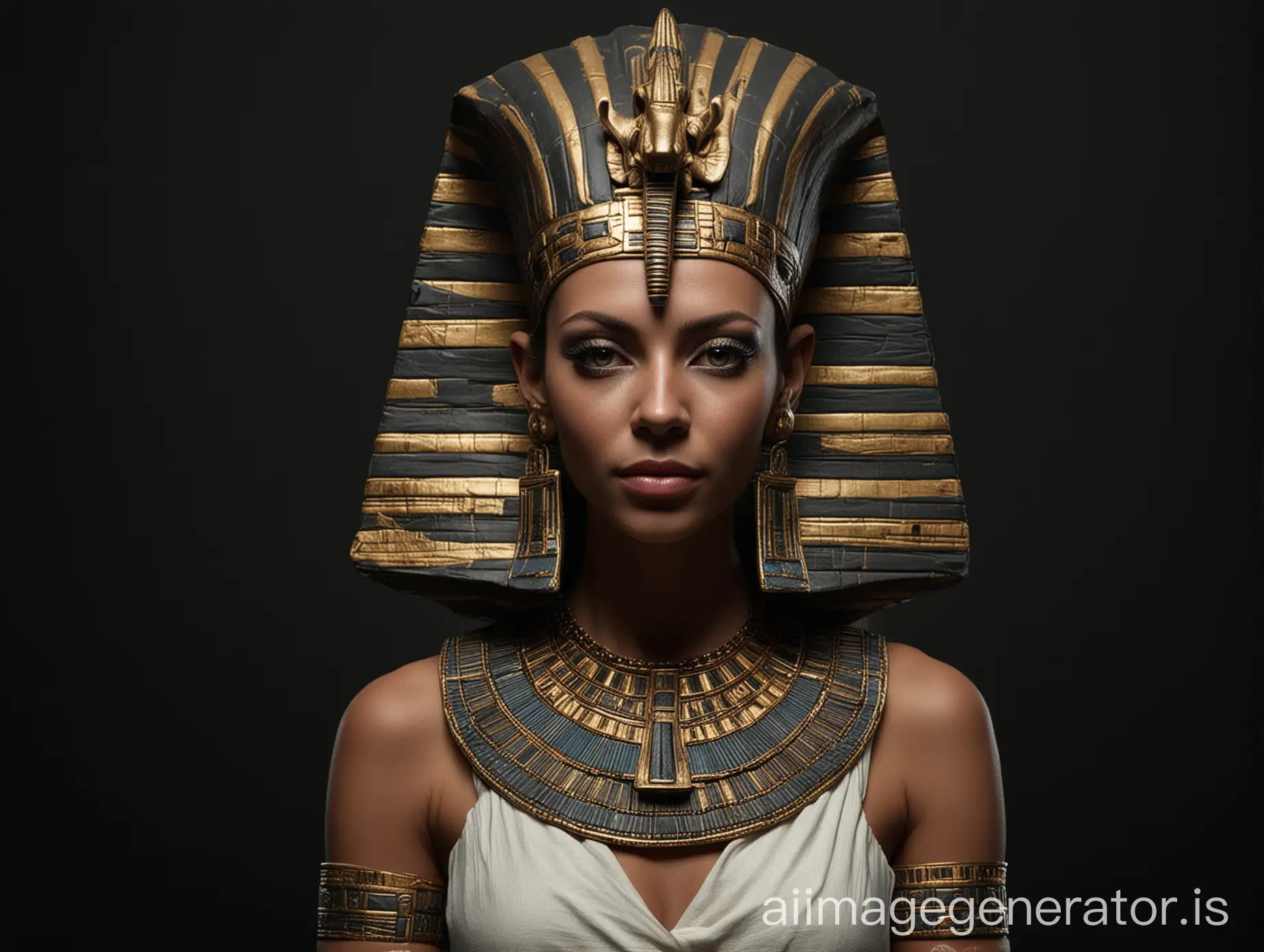Female pharaoh. Black background