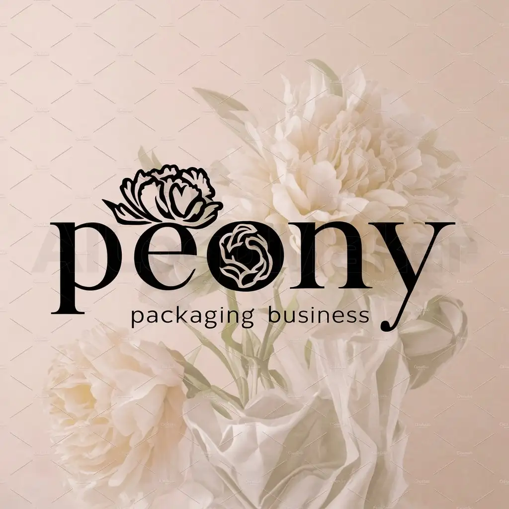 a logo design,with the text "peony", main symbol:peony flower, packaging business,Moderate,be used in gifting industry,clear background