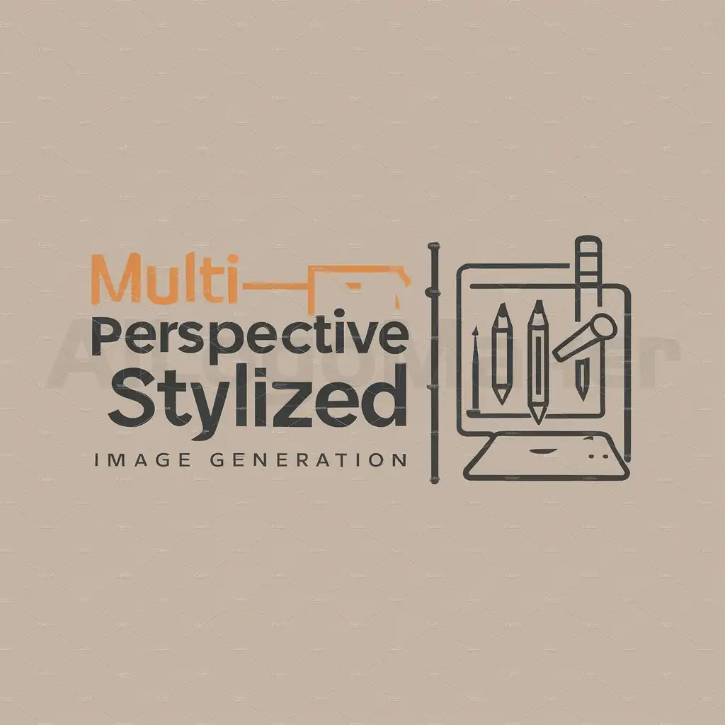 a logo design,with the text "multi-perspective styleized image generation", main symbol:drawing board,Moderate,be used in Internet industry,clear background