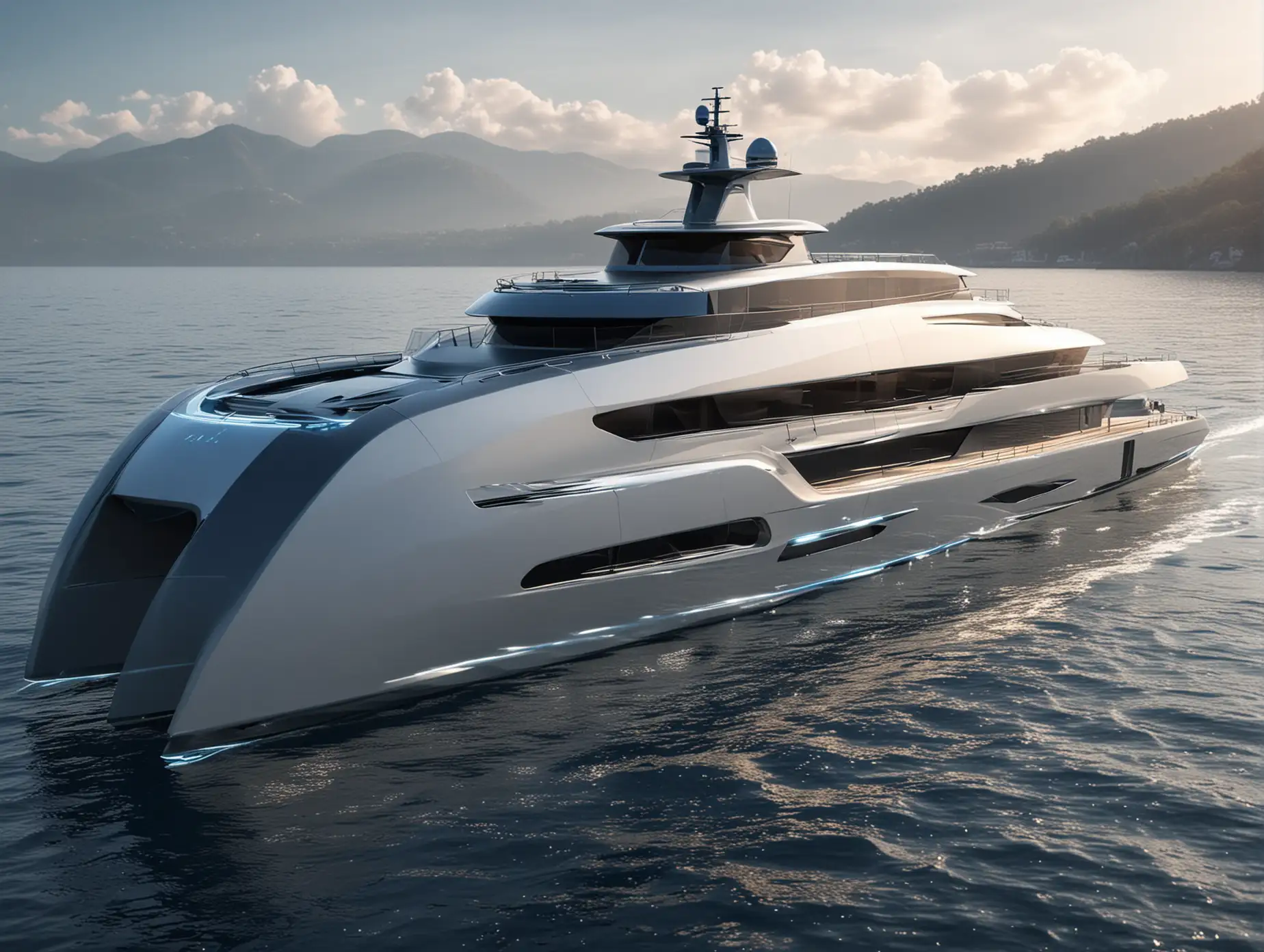 futuristic electric yacht concept