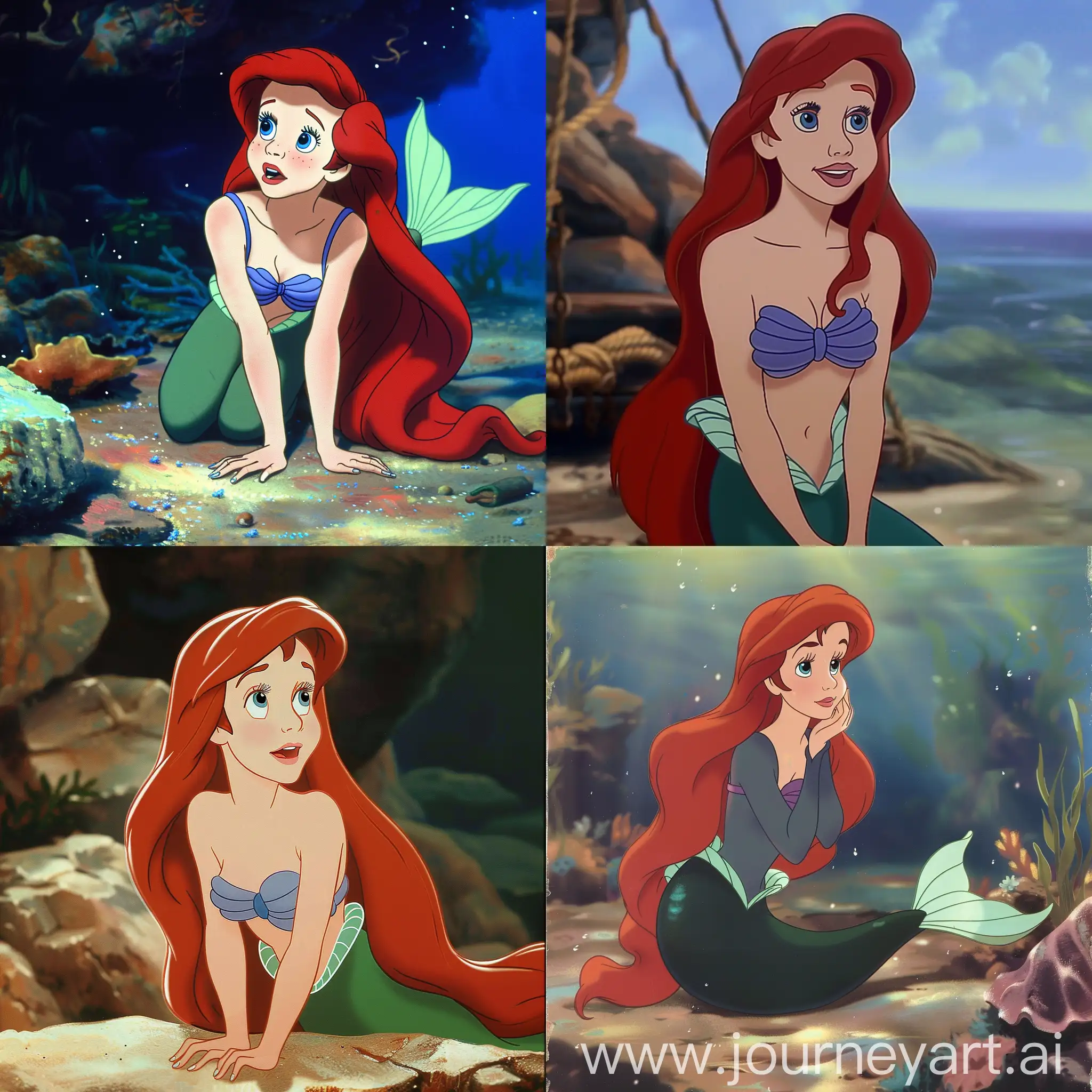 Scene from disney classic animation Ariel as a Halle bailley