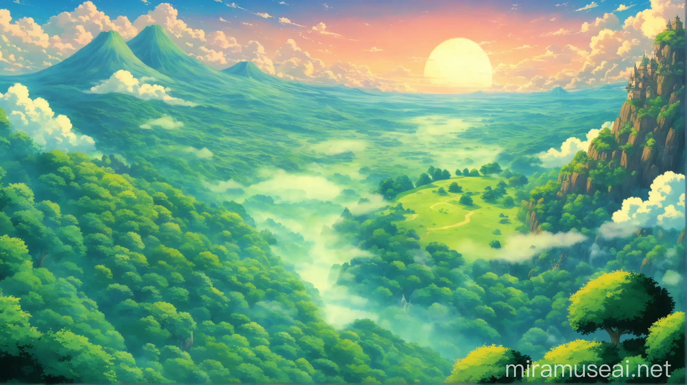 Ghibli Dreamy nature landscape wallpaper 