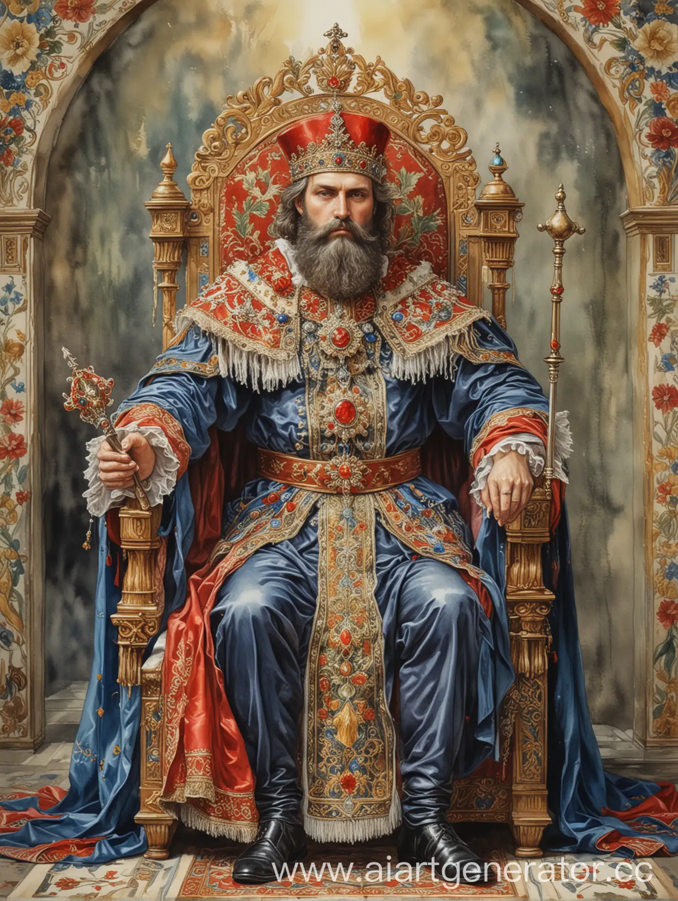 Russian-Tsar-Emperor-Tarot-Card-Watercolor-Portrait